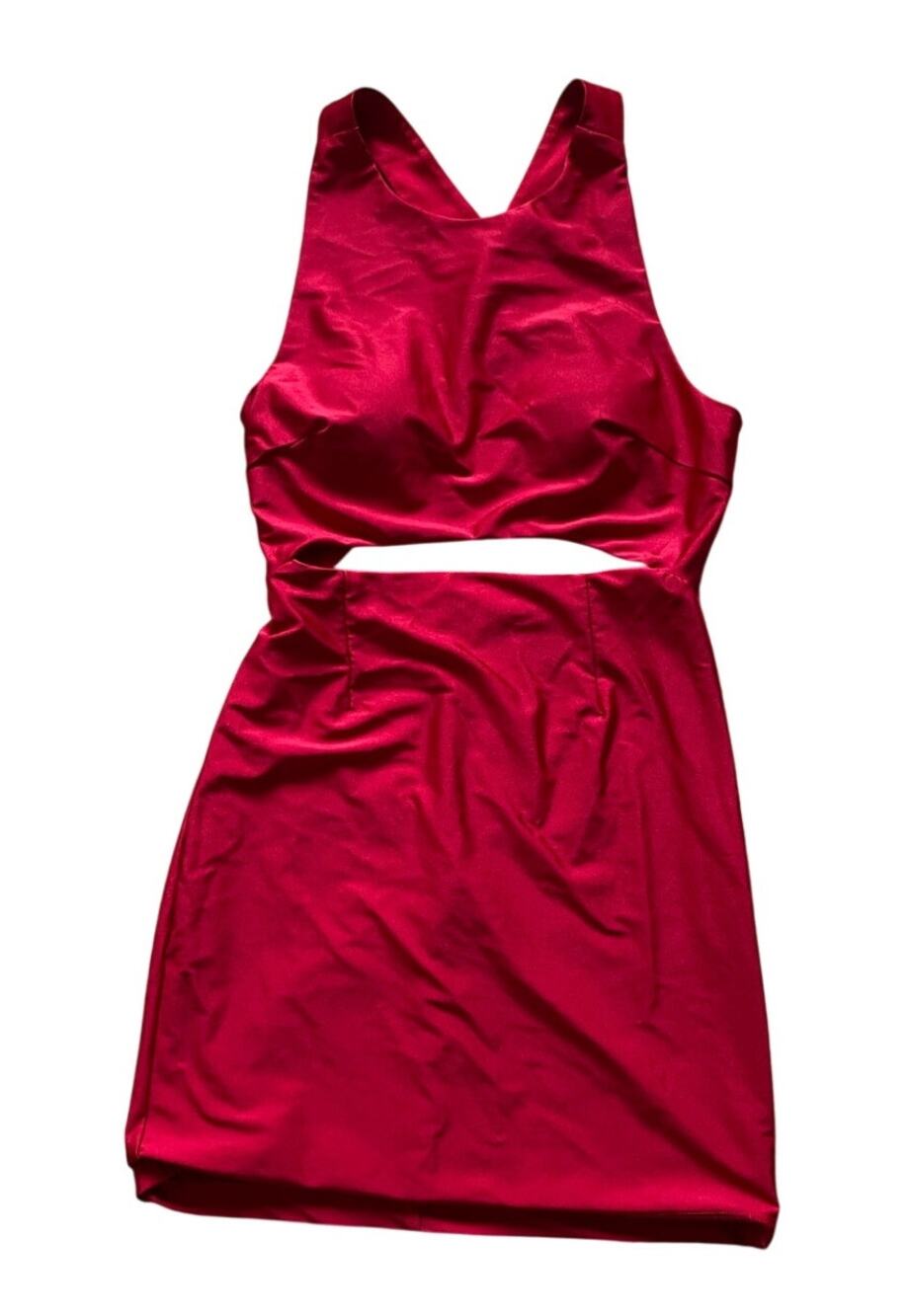 Red Juniors Sz 11 Red dress front Waist Cut Out Cross Back Hoco Girls Nite Date
